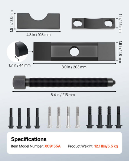 VEVOR Yoke Puller, Made for Class 6-8 Transportation Trucks and Equipment, Heavy Duty Yoke Removal Tool Kit, Automotive Yoke Puller Kit Compatible with Kenworth, Peterbilt, Freightliner, Mack, Volvo