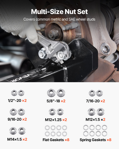 VEVOR Wheel Bearing Hub Removal Tool Kit, Compatible with All Axle Bolt Hubs 5, 6, 8 Lug Hubs Buster Puller, Universal Wheel Hub Shocker, Wheel Hub Buster Tool with Nuts & Washers for Sedan SUV Truck