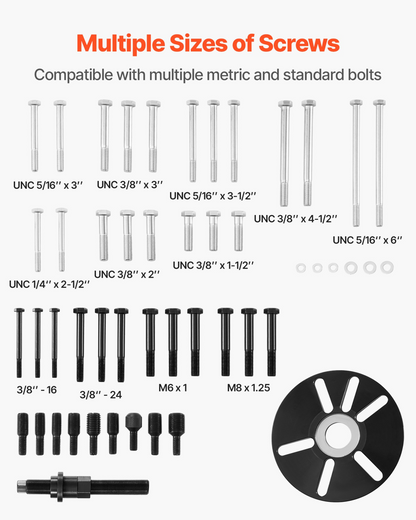 VEVOR Harmonic Balancer Puller Removal & Install Tool Kit, All-Steel Harmonic Balancer Installer Set Tool Kit for Removing and Installing of Balancers, Flywheels, Crankshaft Pulleys, Steering Wheels