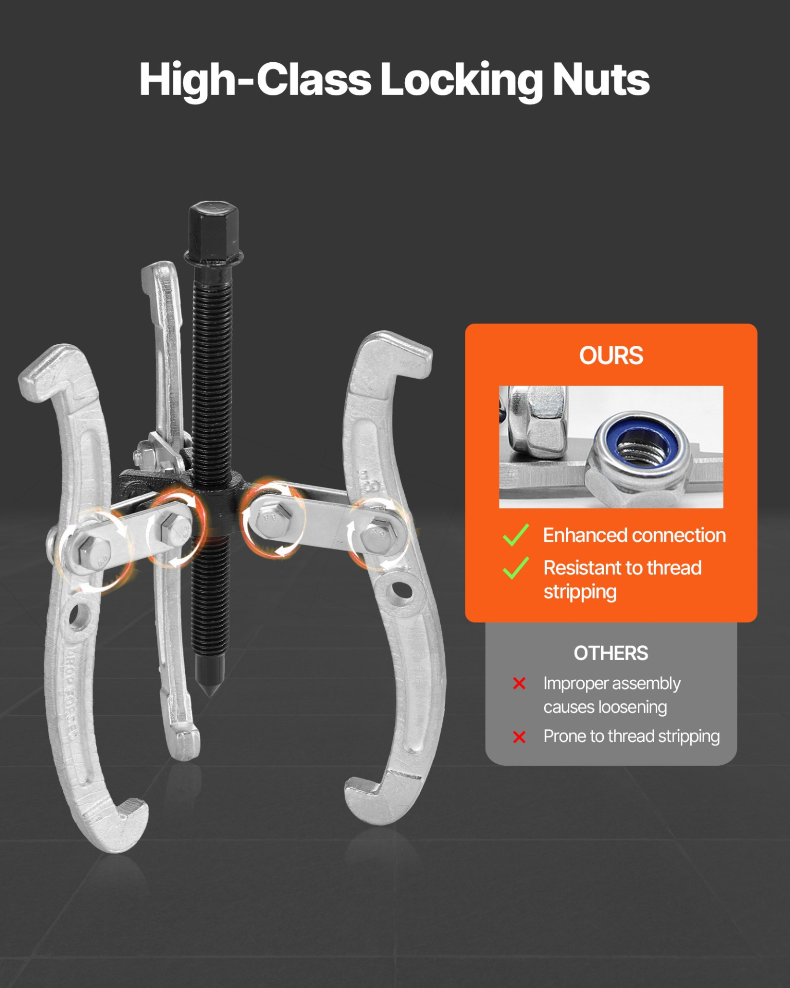 VEVOR Gear Puller Set, 3 in/4 in/6 in/8 in 3 Jaw Bearing Puller with Reversible Jaws, 2 Jaw/3 Jaw Pulley Puller Tool, 4 PCS Heavy Duty Bearing Puller Tool Kit for Pulley Gear Bearing Flywheel Removal