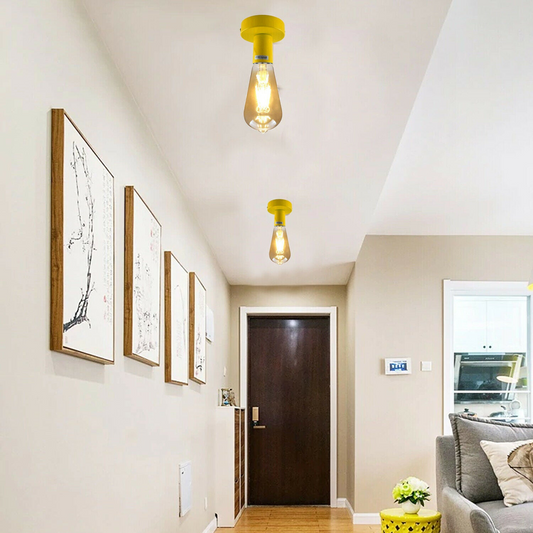 Yellow Flush Ceiling Light Fitting Light Holder ~1685