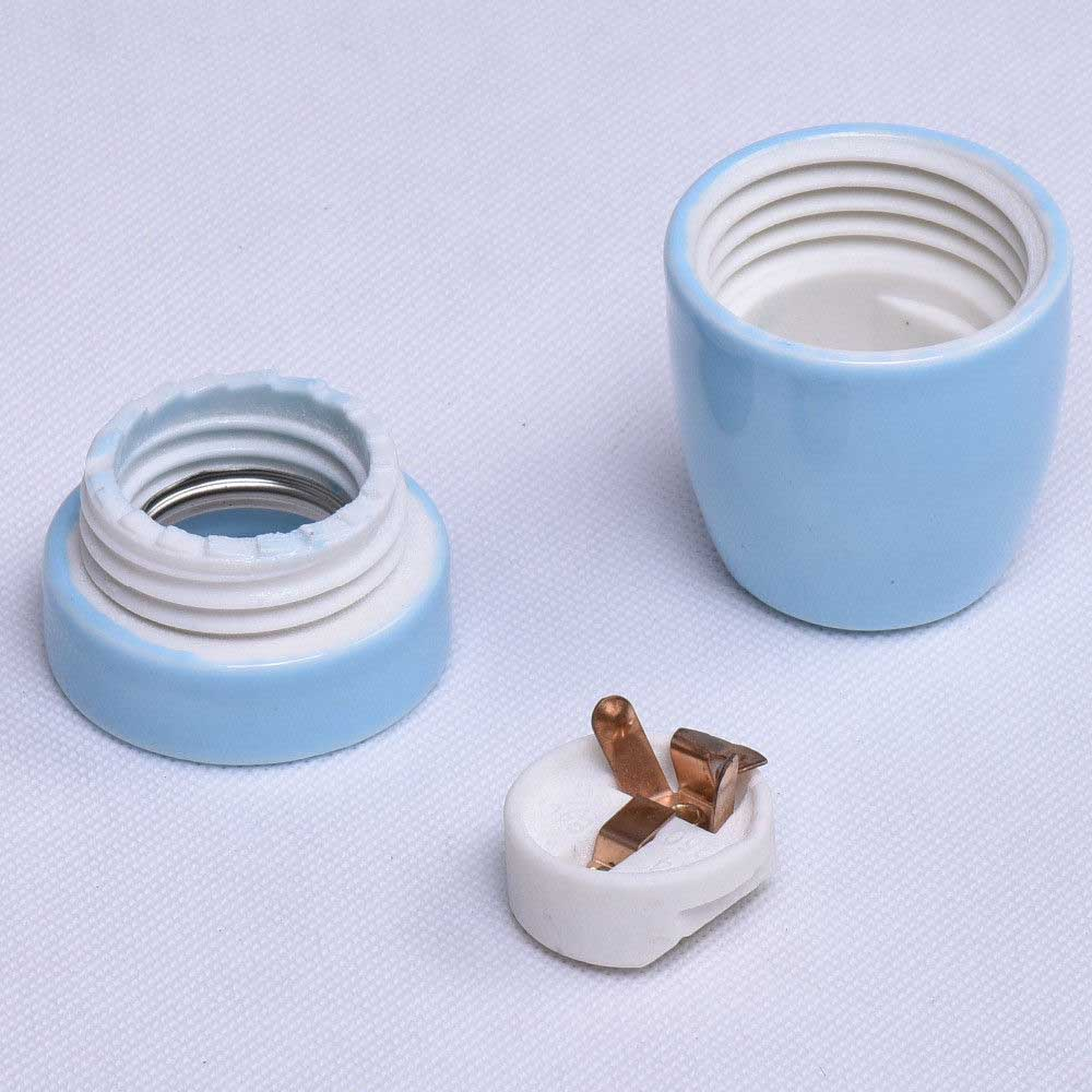 Vintage E27 Blue Bulb Holder Industrial Retro Edison Porcelain Lamp Light Fitting~2979