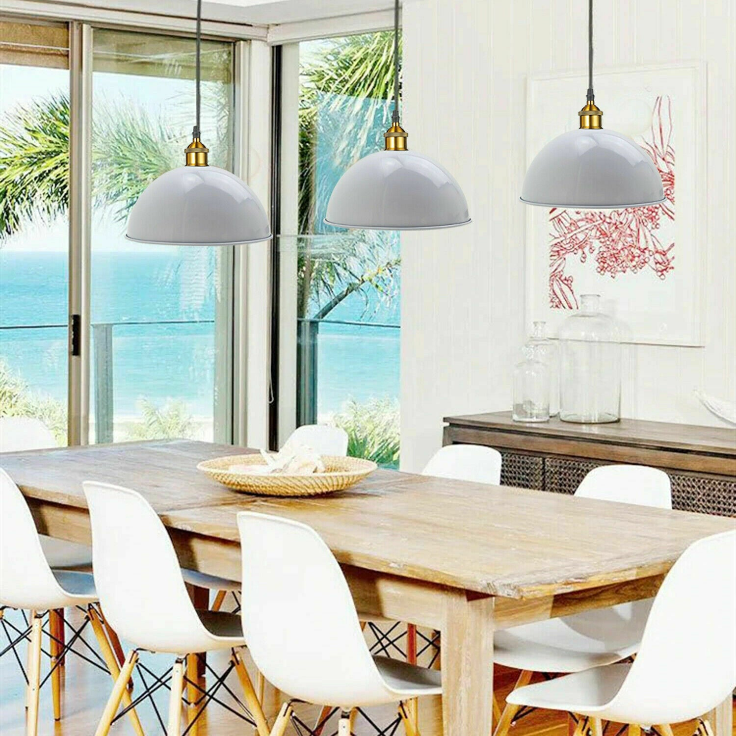 White Modern Pendant Light Shade Ceiling Suspension Lamp Half 40cm Dome~1849