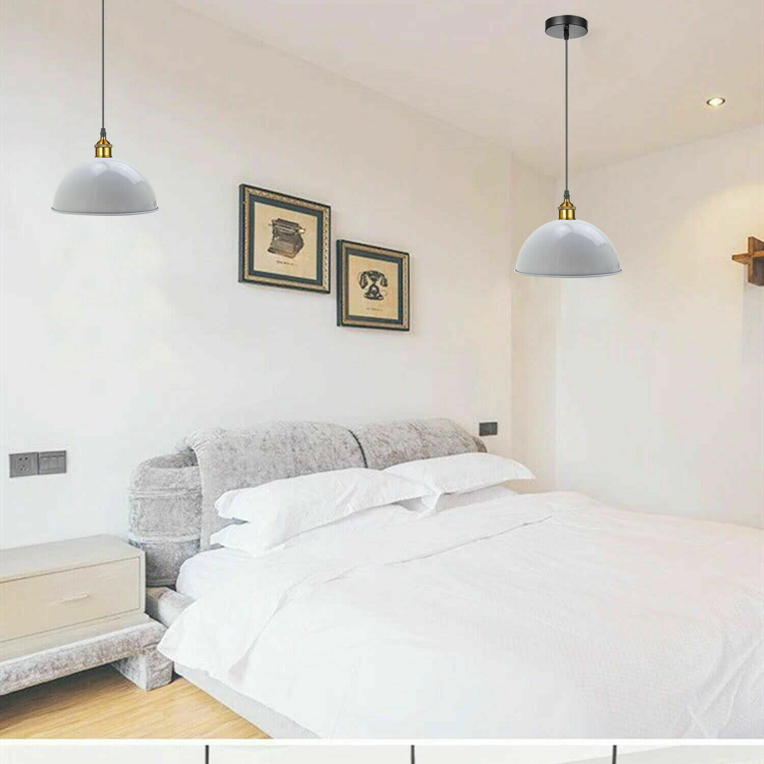 White Modern Pendant Light Shade Ceiling Suspension Lamp Half 40cm Dome~1849