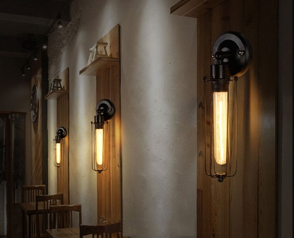 Black Industrial Long Cage Wall Light Cage light~2300