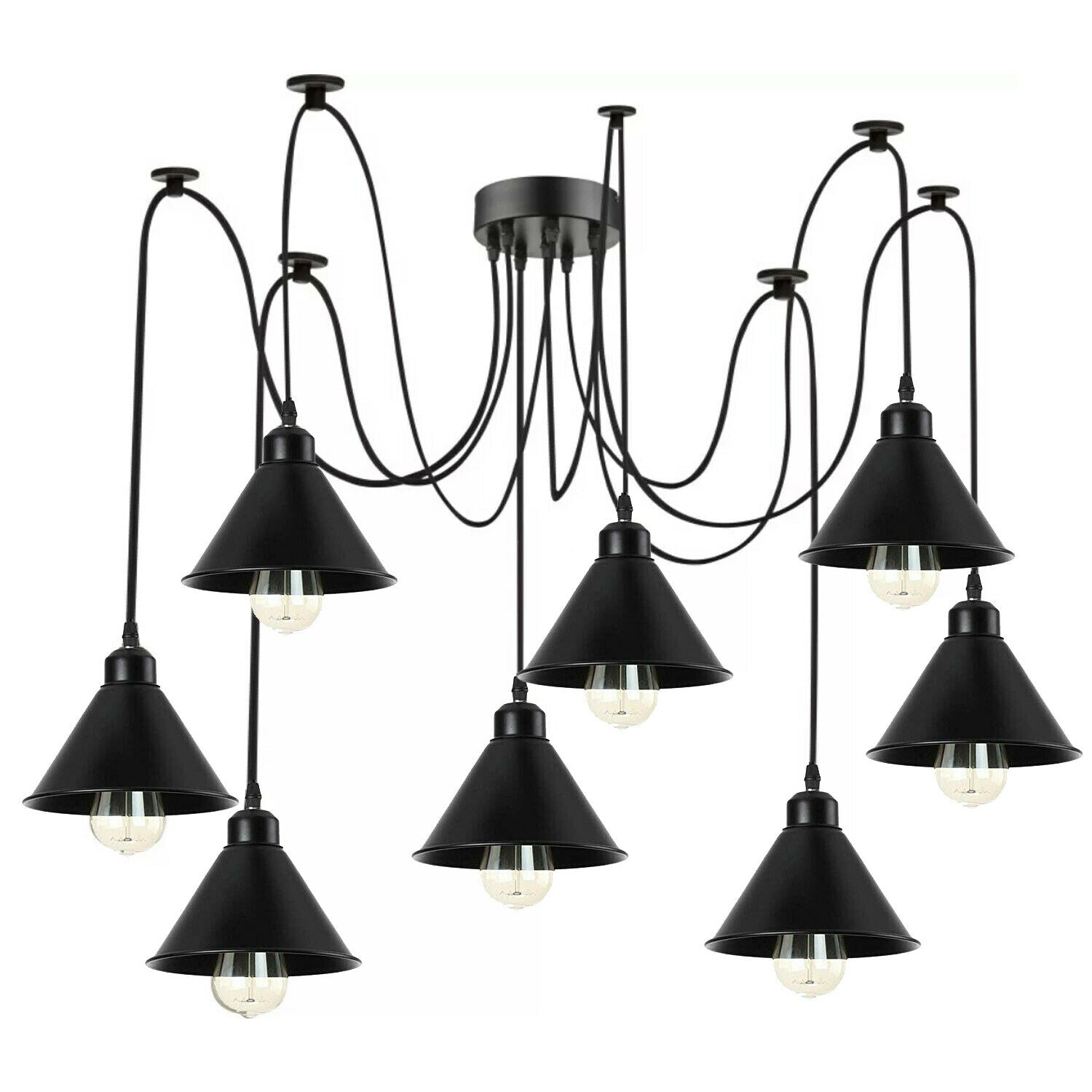 Multi Outlet 8 Way Ceiling Pendant Light For 2m PVC Cable~1571