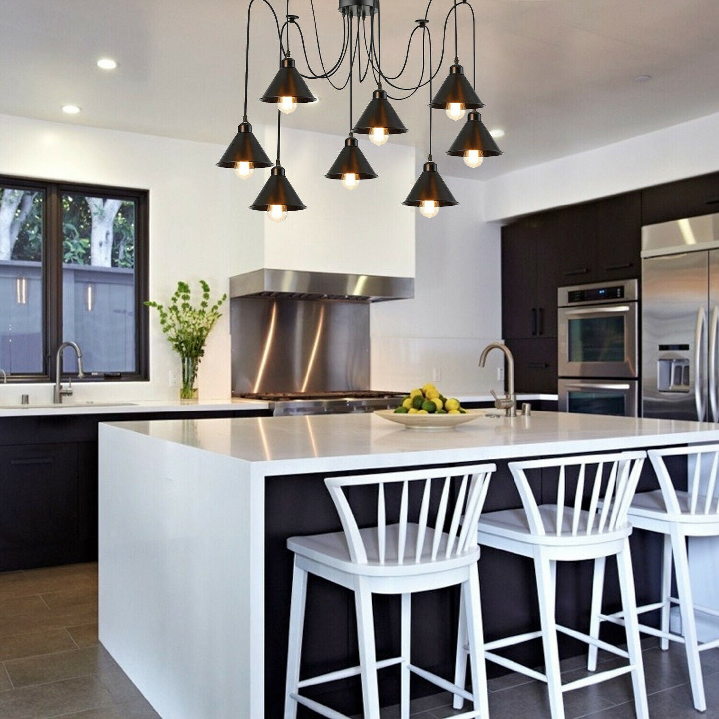 Multi Outlet 8 Way Ceiling Pendant Light For 2m PVC Cable~1571
