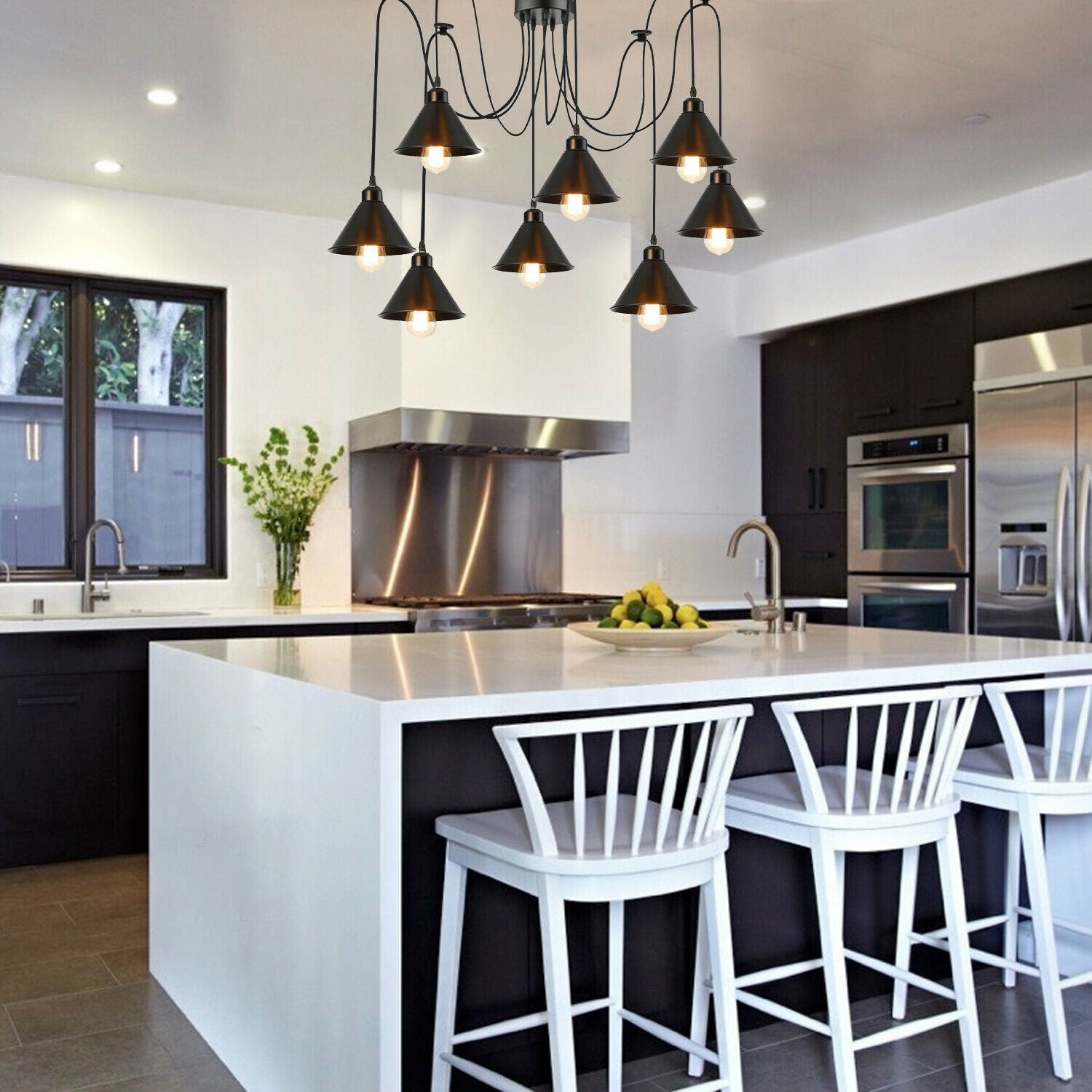 Multi Outlet 8 Way Ceiling Pendant Light For 2m PVC Cable~1571