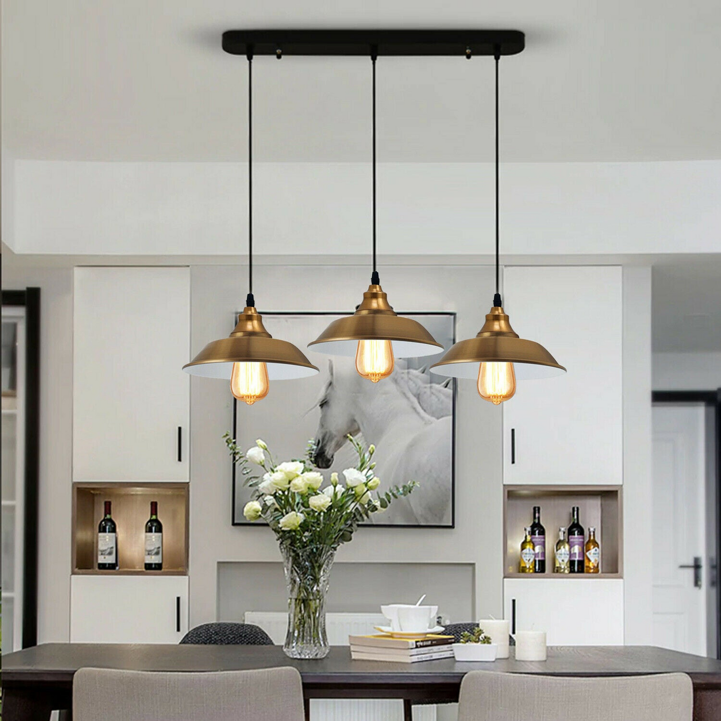 Yellow Brass Multi outlet Pendant Lampshade~1984