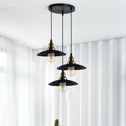 3 Outlet Black Wavy Metal Ceiling Pendant Light~1488