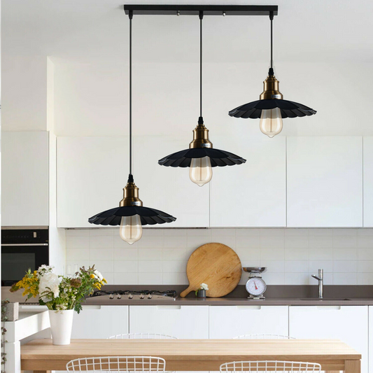 Black 3 Pendant Light with Gold holder~1487