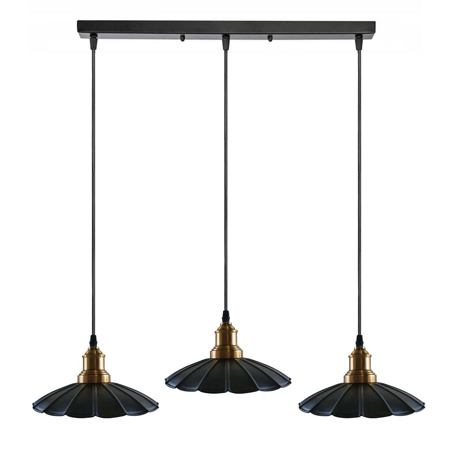 Black 3 Pendant Light with Gold holder~1487