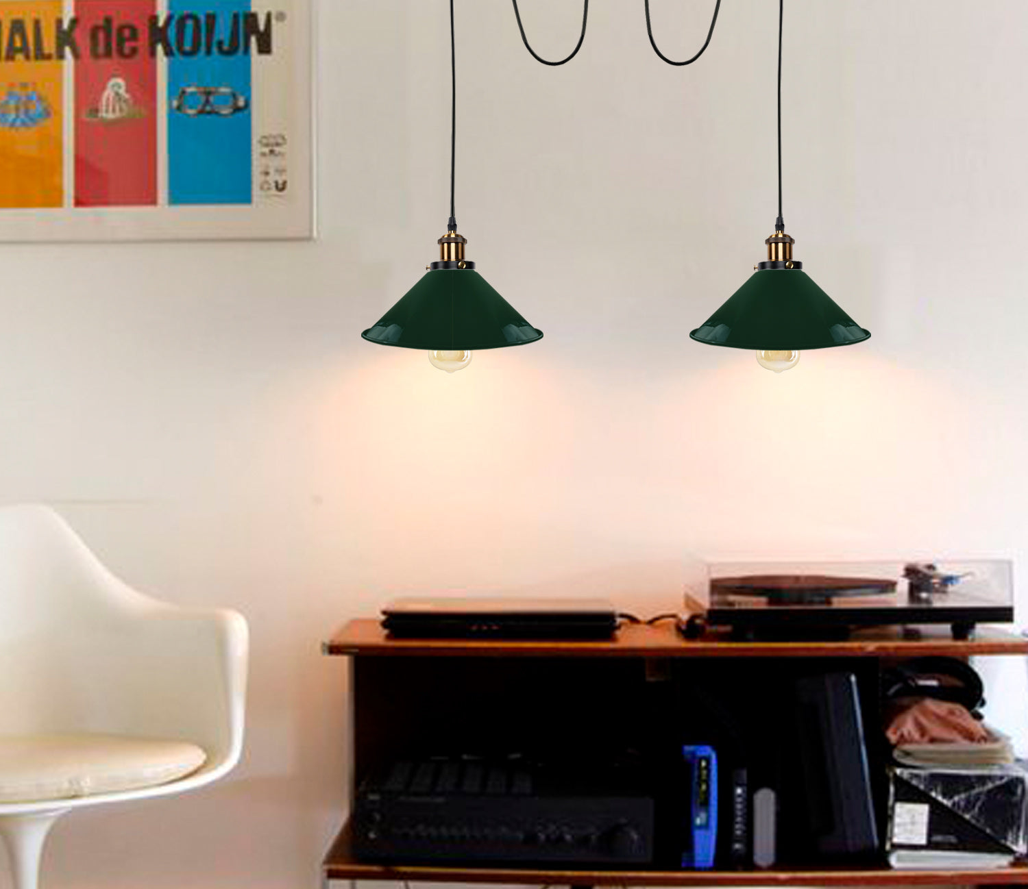 Green 2 Way Retro Industrial Ceiling E27 Hanging Lamp Pendant Light~3502