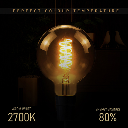 Vintage LED G125 4W E27 Globe Bulb Edison Spiral Filament Screw Bulb~1199