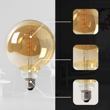 Vintage LED G125 4W E27 Globe Bulb Edison Spiral Filament Screw Bulb~1199