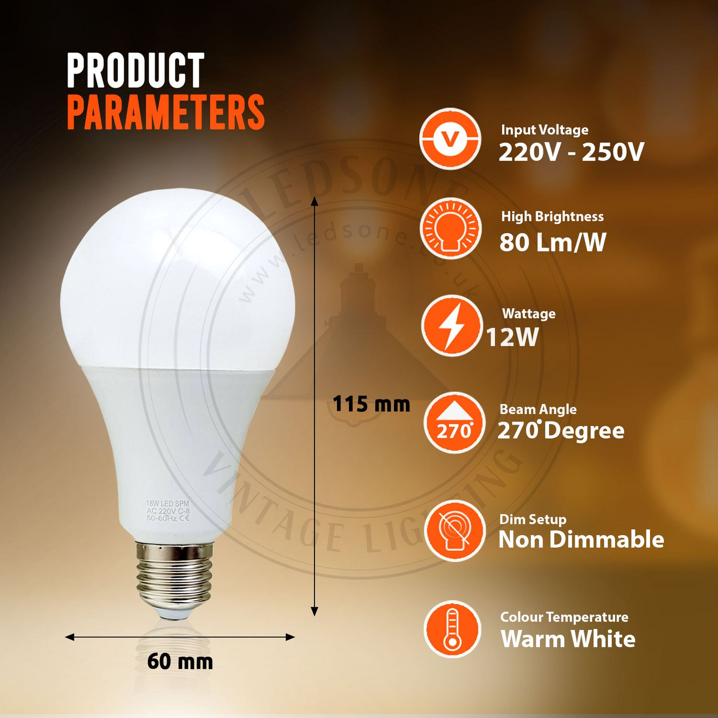 12W E27 Light Bulb Energy Saving Lamp Warm White Globe~1375