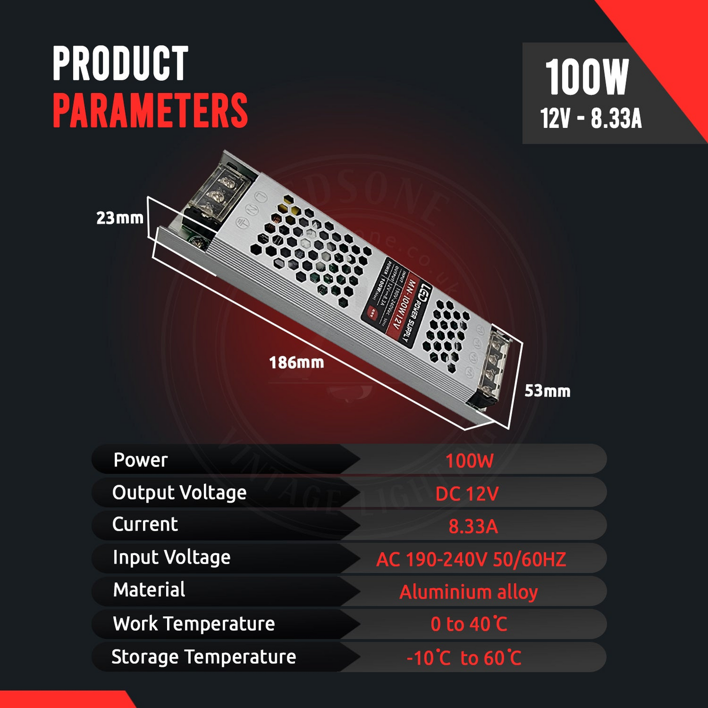 12V DC Transformer for Slim IP20 Universal LED Power Supply ~2357