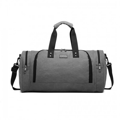 E1957 - Kono Canvas Barrel Duffle Travel Bag - Grey