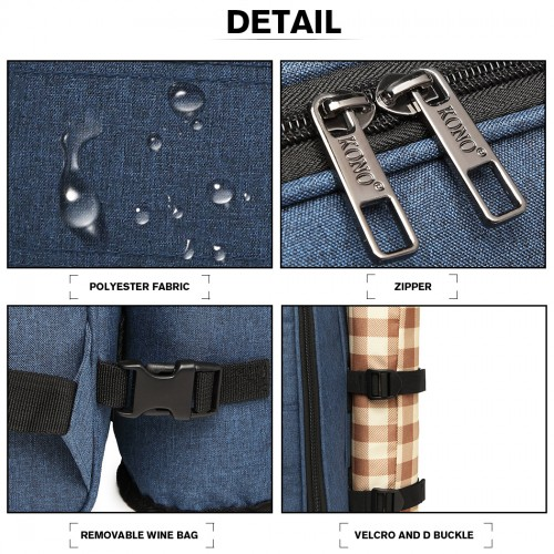 E6915 - Kono Canvas Picnic Backpack - Navy Blue