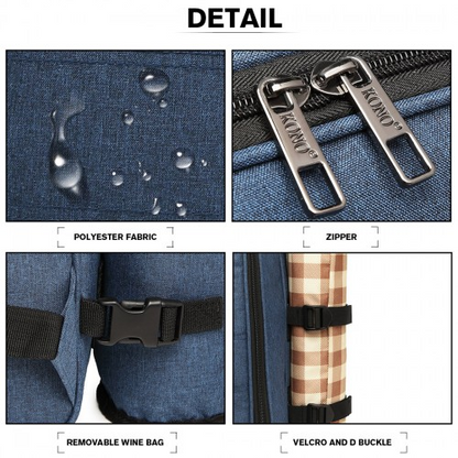E6915 - Kono Canvas Picnic Backpack - Navy Blue