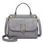 LB6871-MISS LULU STYLISH LADIES LEATHER HANDBAG SHOULDER BAG GREY