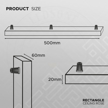 Satin Nickel  3 Outlet Rectangle Ceiling Rose Modern Industrial Ceiling Light Fitting Plate~4133
