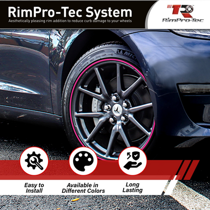 4x Black Base's 4x Pink Pinstripe's / RimPro-Tec® Wheelbands™ car wheel styling kit