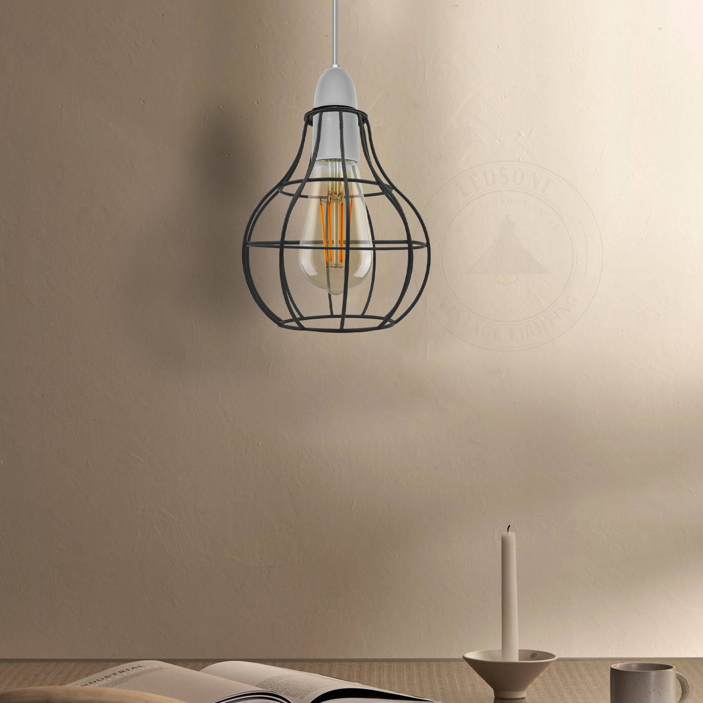 Vase Shape Black Rustic Cage Lampshades Industrial Vintage Style ~2850