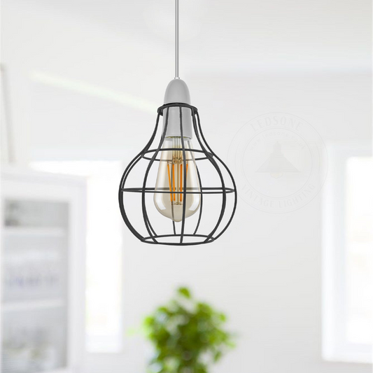 Vase Shape Black Rustic Cage Lampshades Industrial Vintage Style ~2850