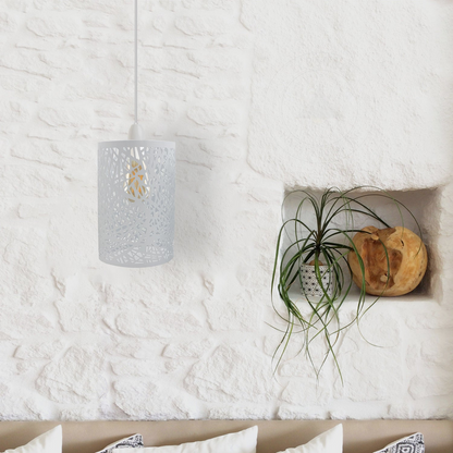 Modern White Cage Pendant Light ~1995