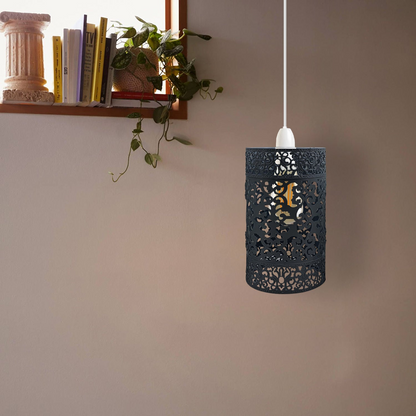 Easy Fit Drum Lampshade Metal Pendant Light Shade Black ~2427