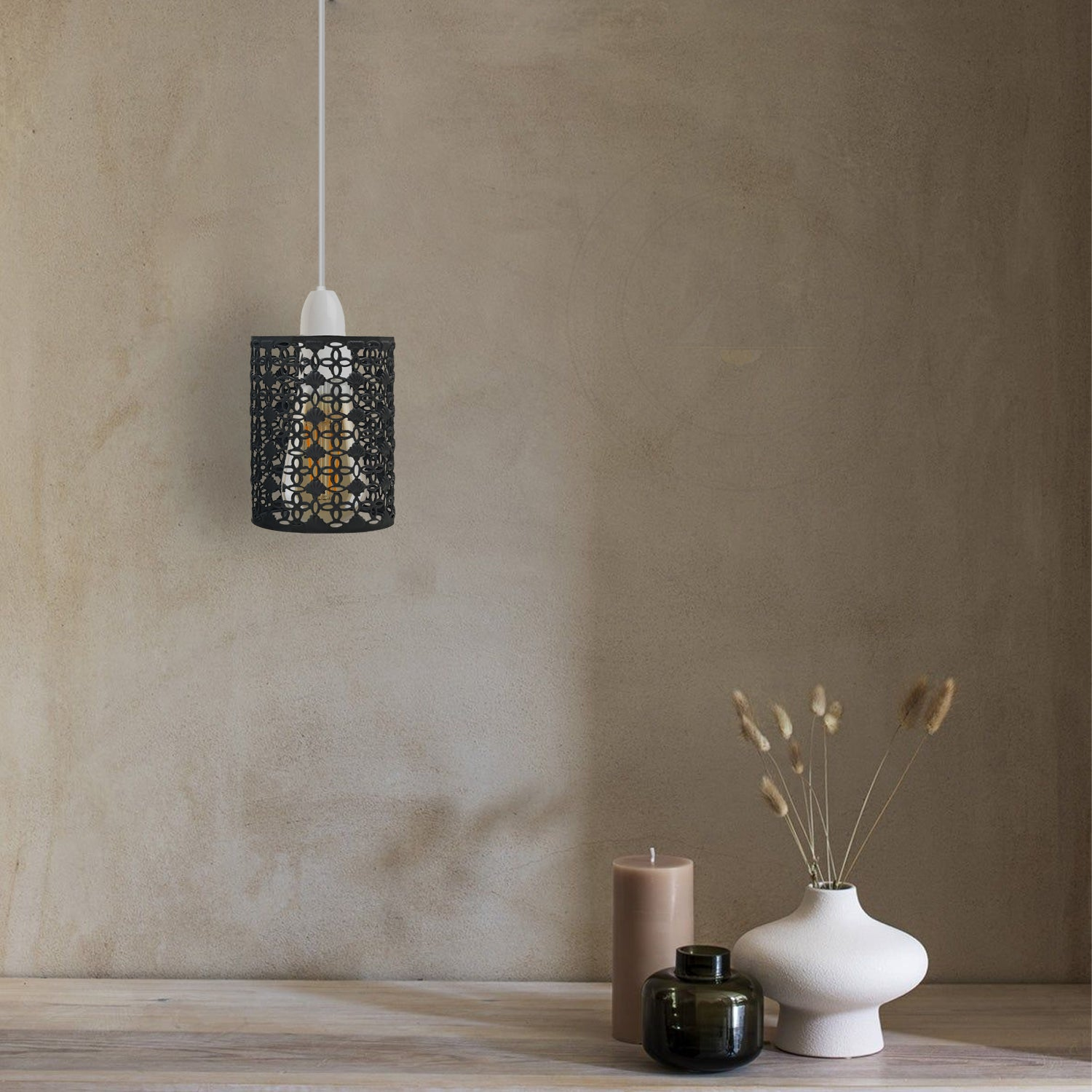 Industrial Metal Black Drum Cage Easy Fit Lampshade ~2425