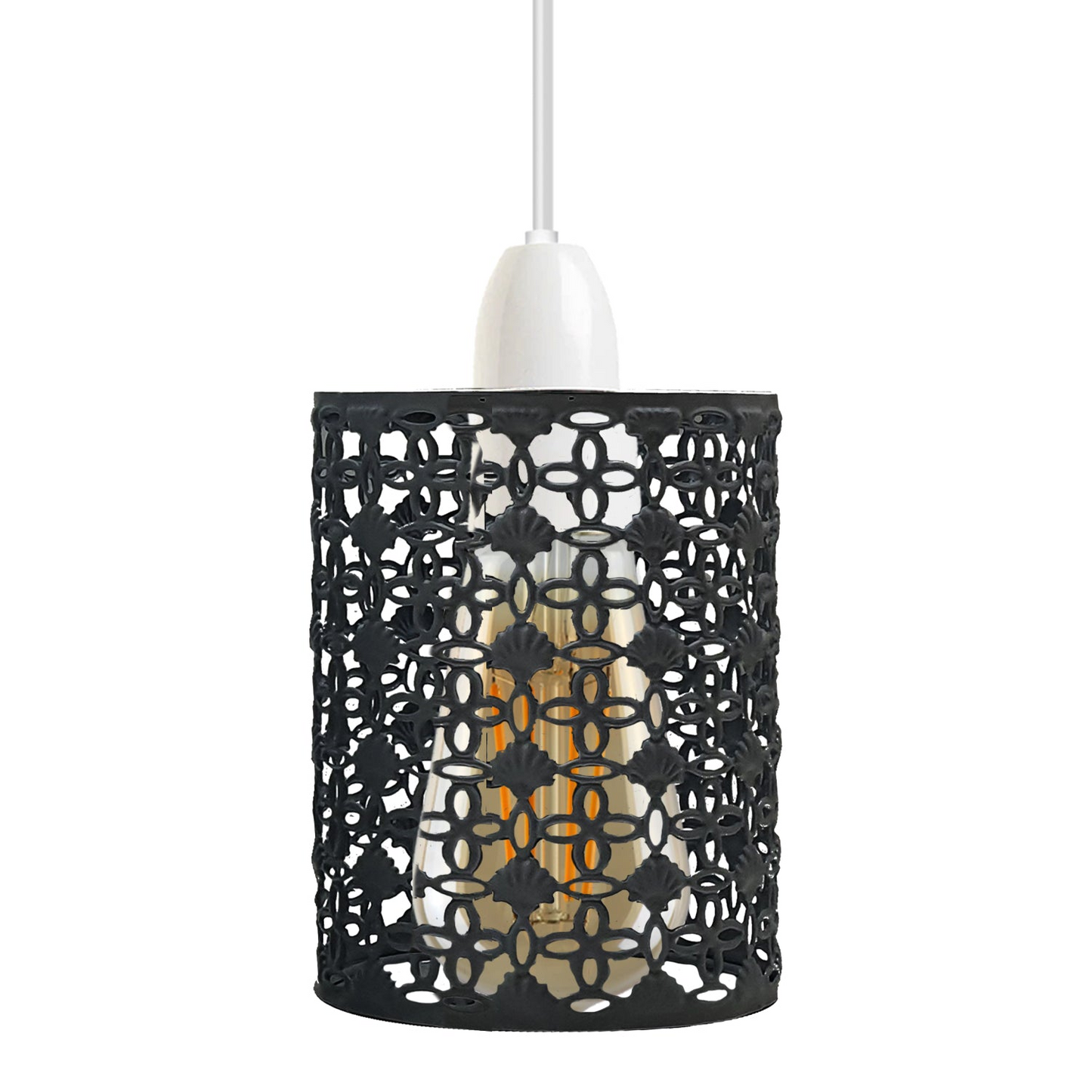 Industrial Metal Black Drum Cage Easy Fit Lampshade ~2425