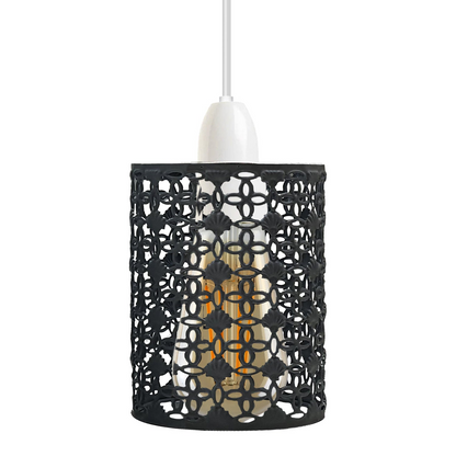 Industrial Metal Black Drum Cage Easy Fit Lampshade ~2425