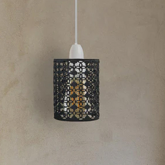 Industrial Metal Black Drum Cage Easy Fit Lampshade ~2425