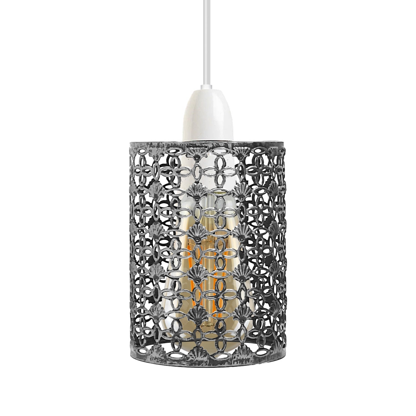 Brushed Silver Colour Drum Lampshade Modern Metal Shade Retro Style~1996