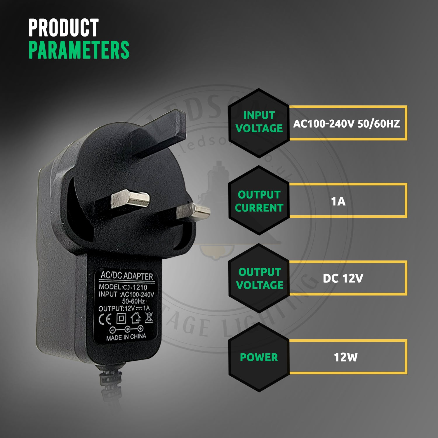 Universal Regulated Power Adapters_AC 100-240V to DC 12W 1A~2366