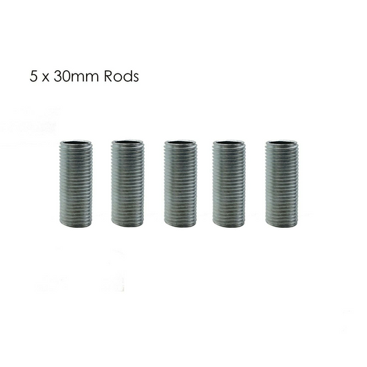 Threaded M10 Zinc Alloy 30mm Long Pipe Nipple Lamp Repair Part 5pcs~2897