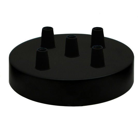 LEDSone industrial vintage 5 Outlet Black Metal Ceiling Rose 120x25mm~2779