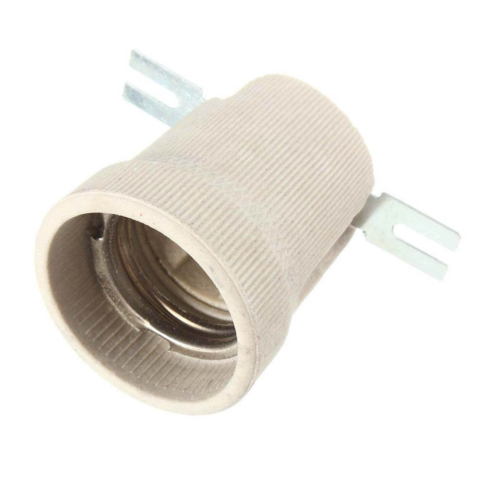 White Ceramic E27 Lamp Holder (High Heat Resistance) ~2966