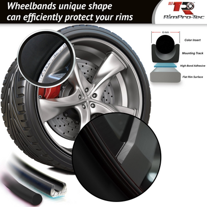 4x Black Base's 4x Black Pinstripe's / RimPro-Tec® Wheelbands™ car wheel styling kit