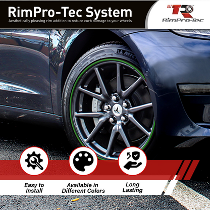 4x Black Base's 4x Dark Green  Pinstripe's / RimPro-Tec® Wheelbands™ car wheel styling kit