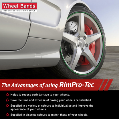 4x Black Base's 4x Dark Green  Pinstripe's / RimPro-Tec® Wheelbands™ car wheel styling kit