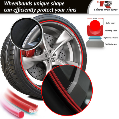 4x Red Base's 4x Red Pinstripe's / RimPro-Tec® Wheelbands™ car wheel styling kit