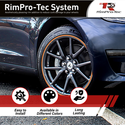 4x Silver Base's 4x Orange Pinstripe's / RimPro-Tec® Wheelbands™ car wheel styling kit