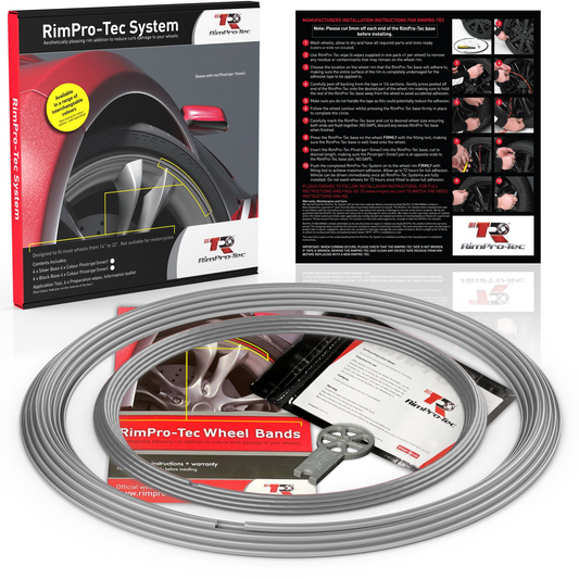 4x Silver Base's 4x Silver Pinstripe's / RimPro-Tec® Wheelbands™ car wheel styling kit
