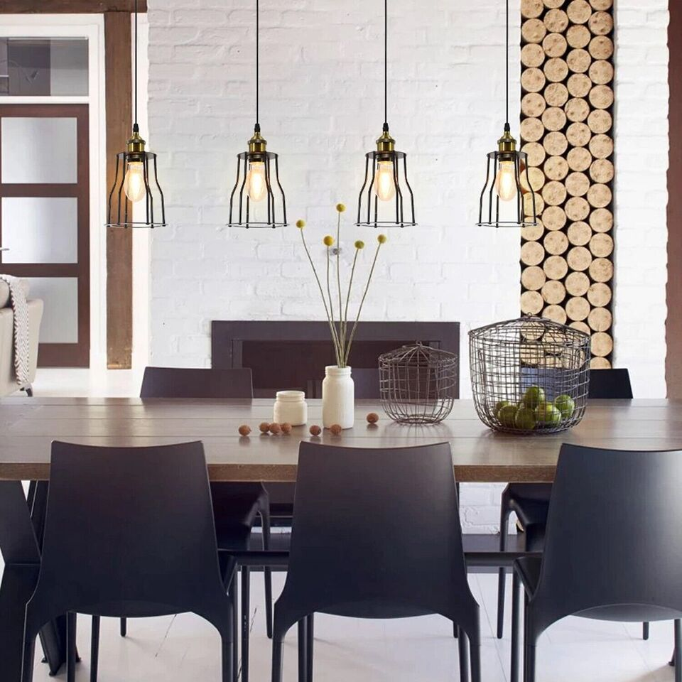 3 Pack Vintage Industrial Modern Retro Loft Cage Ceiling Lamp Cage Pendant Lights~3561