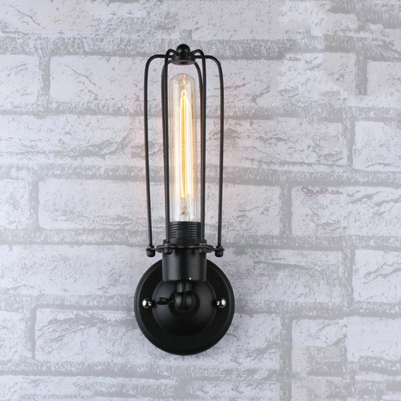 Black Industrial Long Cage Wall Light Cage light~2300