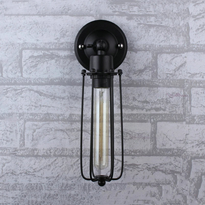Black Industrial Long Cage Wall Light Cage light~2300