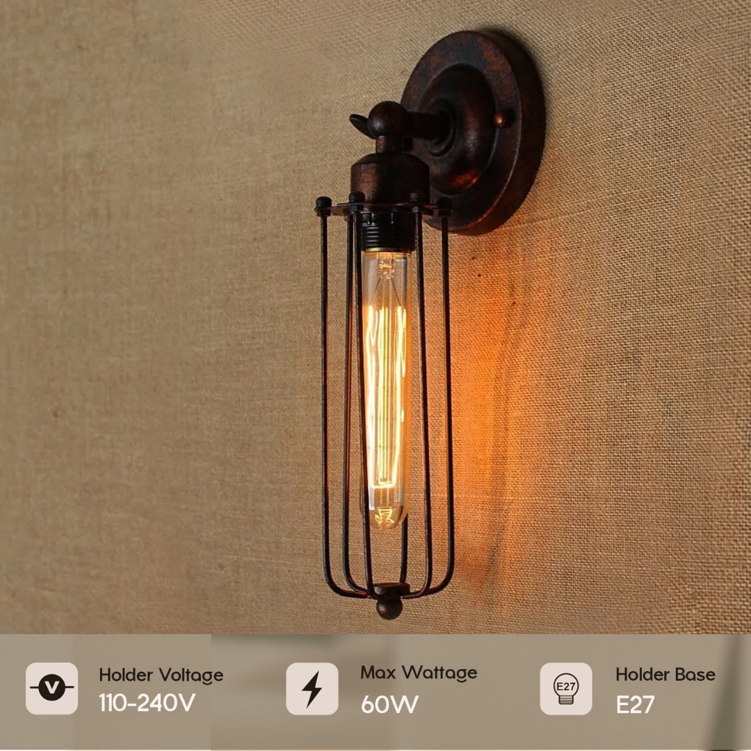 Black Industrial Long Cage Wall Light Cage light~2300
